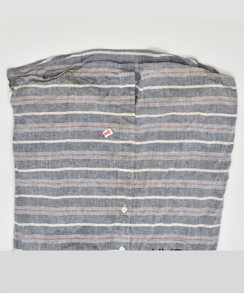 WOOLRICH Mens Shirt Small Blue Striped Linen | Vintage | Thrift | Second-Hand | Used Clothing | Messina Hembry 