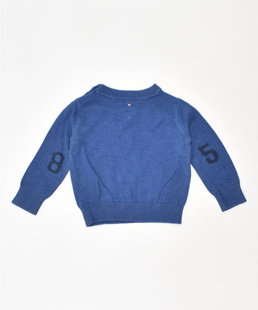 TOMMY HILFIGER Boys V-Neck Jumper Sweater 9-12 Months Blue Cotton | Vintage | Thrift | Second-Hand | Used Clothing | Messina Hembry 