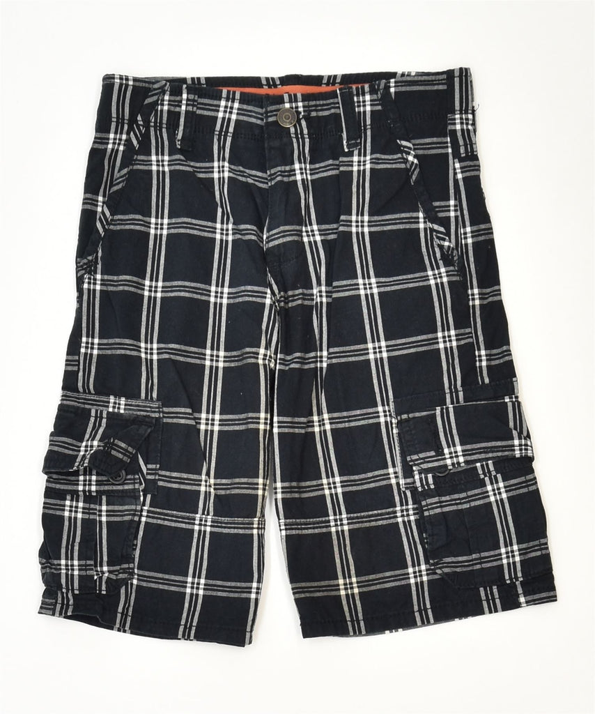 WRANGLER Boys Cargo Shorts 9-10 Years W25 Black Check Cotton Classic | Vintage | Thrift | Second-Hand | Used Clothing | Messina Hembry 