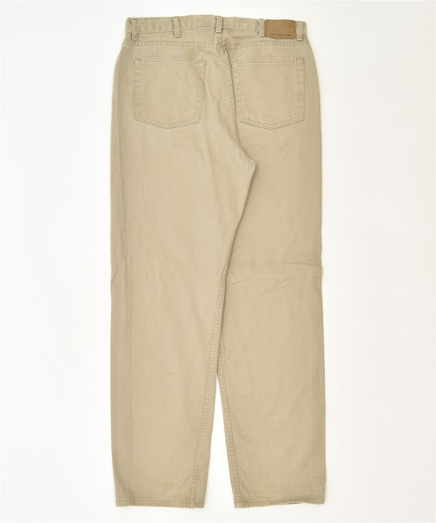 CALVIN KLEIN Womens Slim Casual Trousers W36 L34 Beige Cotton Classic | Vintage | Thrift | Second-Hand | Used Clothing | Messina Hembry 