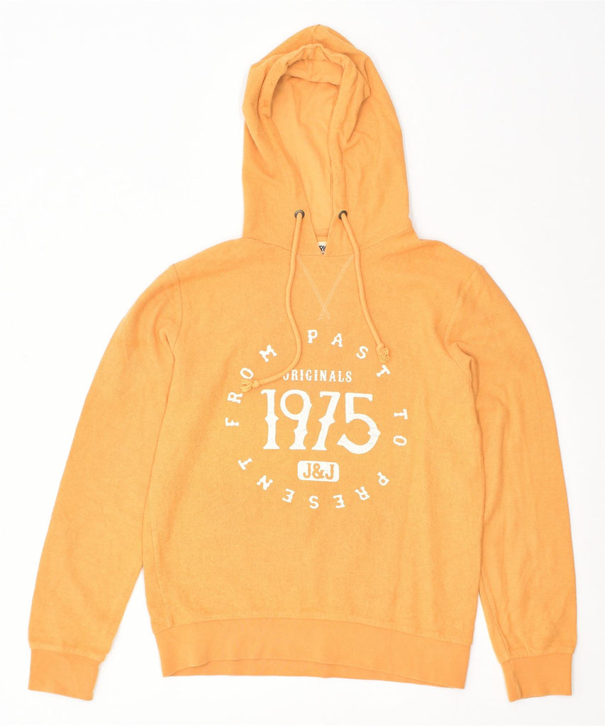 JACK & JONES Mens Graphic Hoodie Jumper Medium Orange Cotton | Vintage | Thrift | Second-Hand | Used Clothing | Messina Hembry 