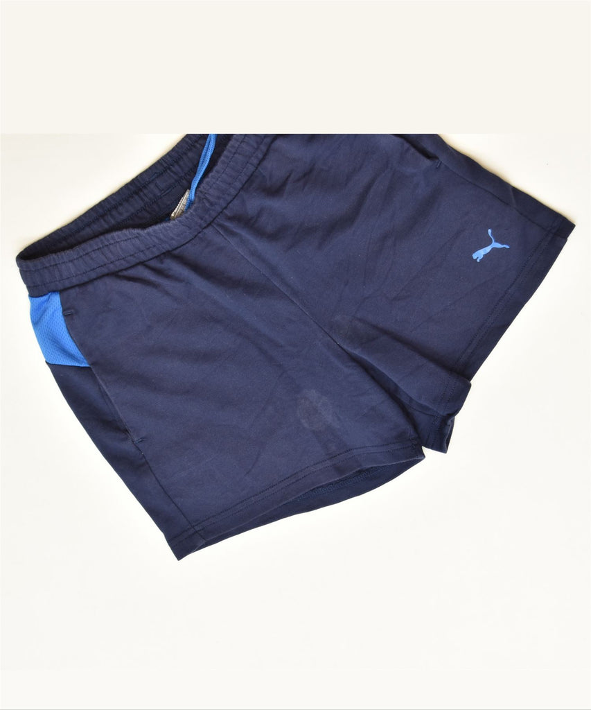 PUMA Boys Sport Shorts 9-10 Years Navy Blue Colourblock Sports | Vintage | Thrift | Second-Hand | Used Clothing | Messina Hembry 