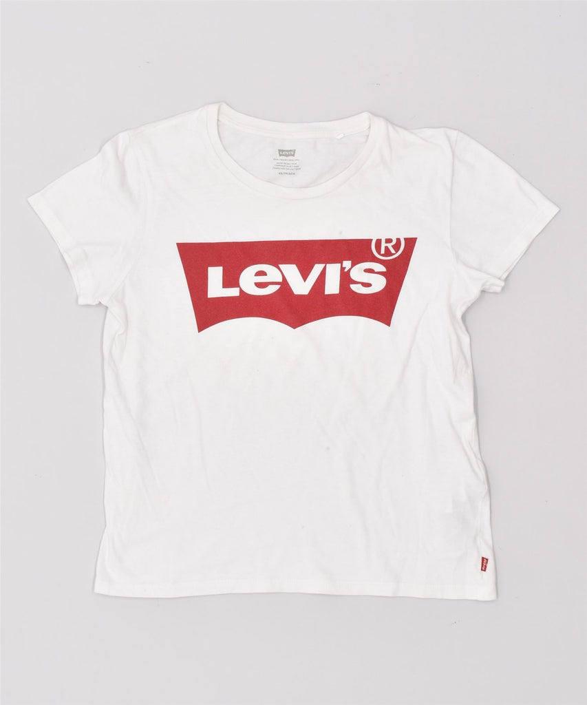 LEVI'S Womens Graphic T-Shirt Top UK 6 XS White Cotton | Vintage | Thrift | Second-Hand | Used Clothing | Messina Hembry 