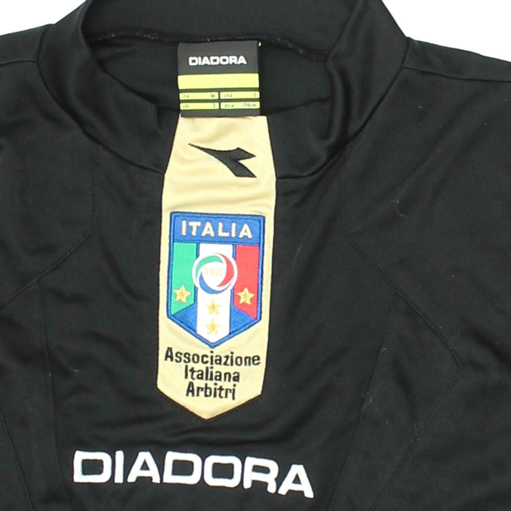 Diadora Mens Black Long Sleeve Italian Referees Shirt | Retro Football VTG | Vintage Messina Hembry | Thrift | Second-Hand Messina Hembry | Used Clothing | Messina Hembry 