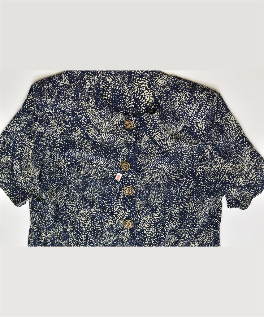 VINTAGE Womens Short Sleeve Shirt Blouse UK 18 XL Blue Spotted | Vintage | Thrift | Second-Hand | Used Clothing | Messina Hembry 