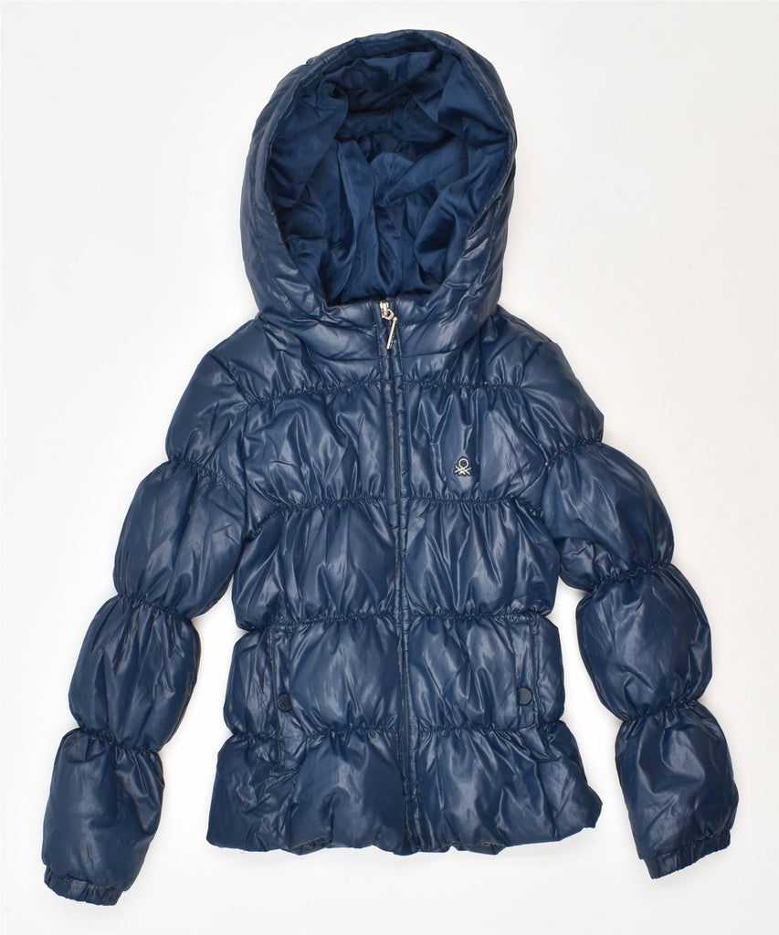 BENETTON Girls Hooded Padded Jacket 4-5 Years Navy Blue | Vintage | Thrift | Second-Hand | Used Clothing | Messina Hembry 