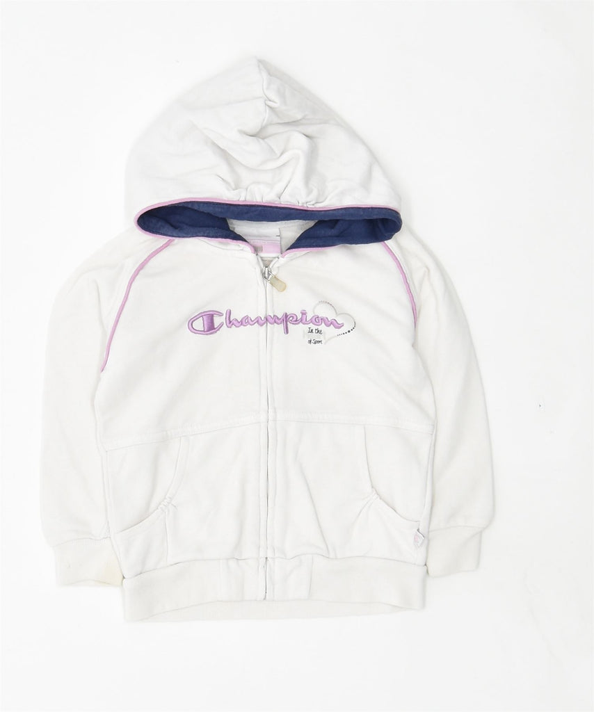 CHAMPION Girls Graphic Zip Hoodie Sweater 18-24 Months Large White Cotton | Vintage | Thrift | Second-Hand | Used Clothing | Messina Hembry 