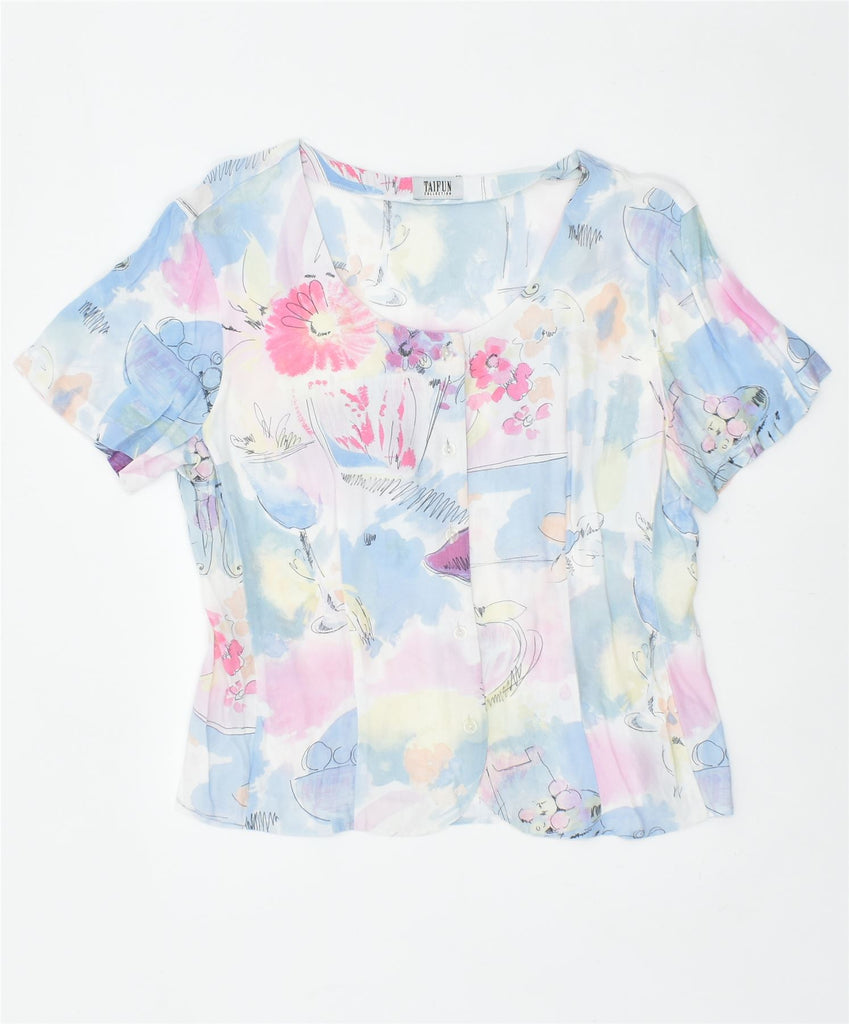 TAIFUN Womens Short Sleeve Shirt Blouse UK 14 Medium Multicoloured | Vintage | Thrift | Second-Hand | Used Clothing | Messina Hembry 