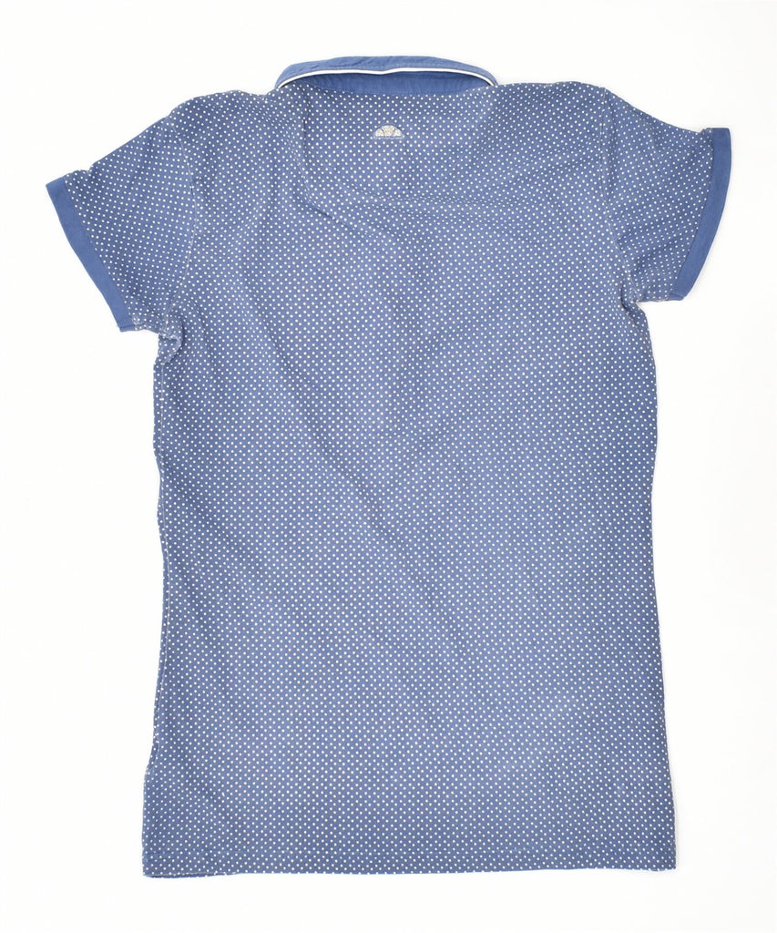 ELLESSE Womens Ella Polo Shirt UK 14 Large Blue Polka Dot Cotton | Vintage | Thrift | Second-Hand | Used Clothing | Messina Hembry 