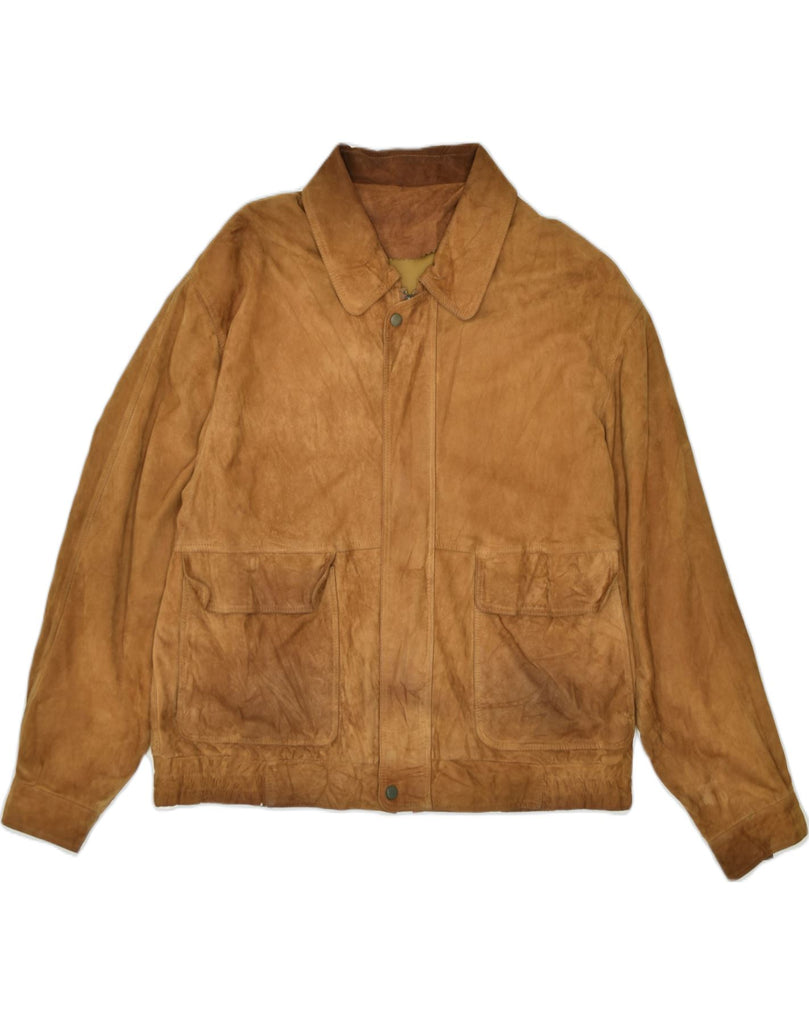CONBIPEL Mens Suede Bomber Jacket UK 42 XL Brown | Vintage | Thrift | Second-Hand | Used Clothing | Messina Hembry 