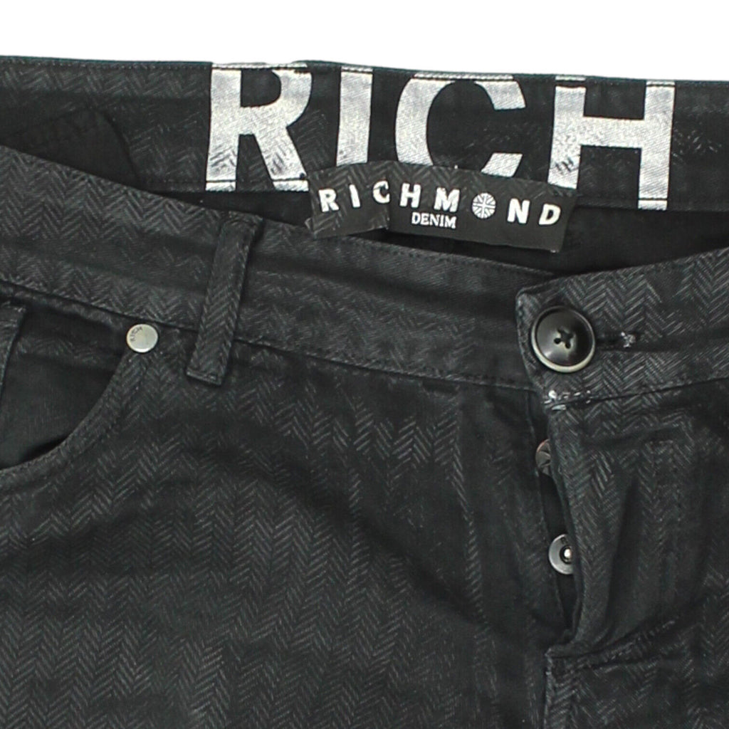 Richmond Mens Black Slim Leg Jeans | Vintage High End Designer Denim Black VTG | Vintage Messina Hembry | Thrift | Second-Hand Messina Hembry | Used Clothing | Messina Hembry 