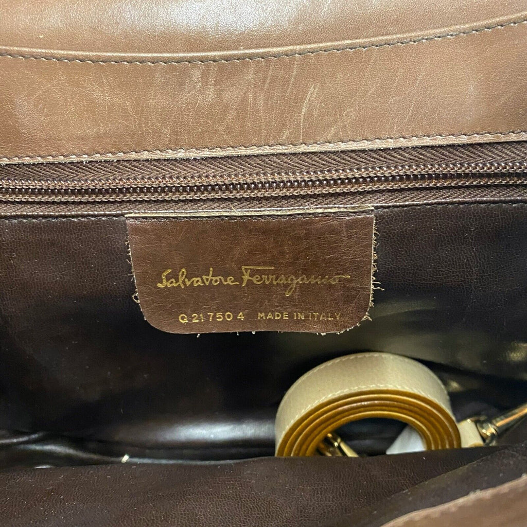Salvatore Ferragamo Leather Handbag | Vintage Designer Ladies Bag Brown VTG | Vintage Messina Hembry | Thrift | Second-Hand Messina Hembry | Used Clothing | Messina Hembry 