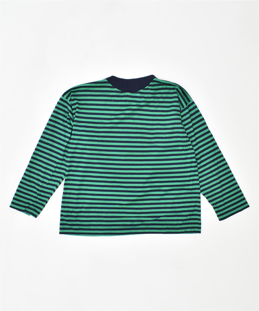 ROBERTO NALDI Womens Graphic Top Long Sleeve UK 18 XL Green Striped Cotton | Vintage | Thrift | Second-Hand | Used Clothing | Messina Hembry 