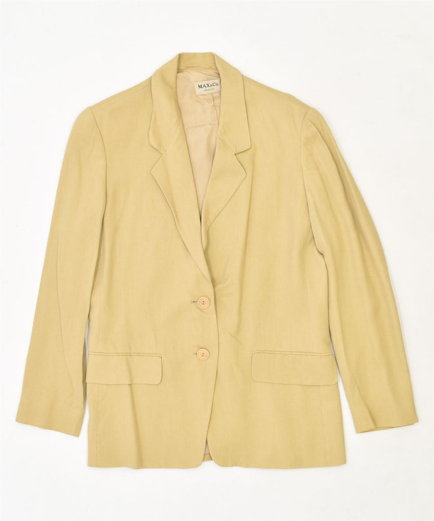 MAX & CO. Womens 2 Button Blazer Jacket UK 12 Medium Yellow Viscose | Vintage | Thrift | Second-Hand | Used Clothing | Messina Hembry 