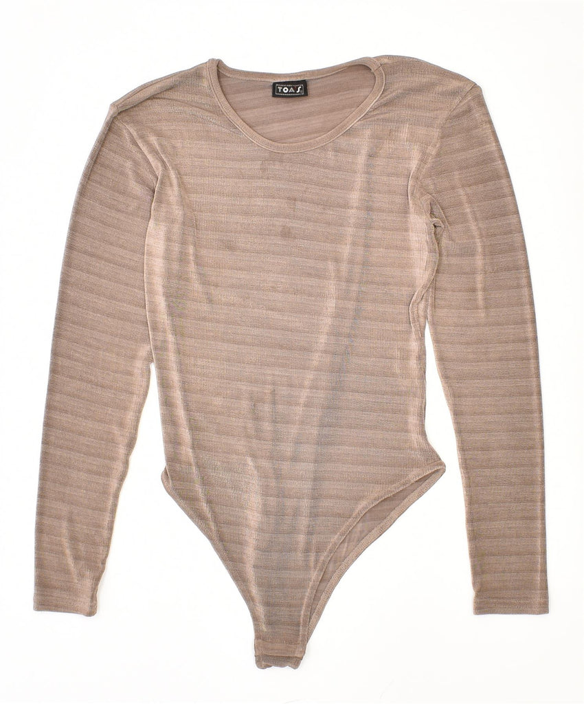 TOA'S Womens Bodysuit UK 12 Medium Brown Acetate Vintage | Vintage | Thrift | Second-Hand | Used Clothing | Messina Hembry 