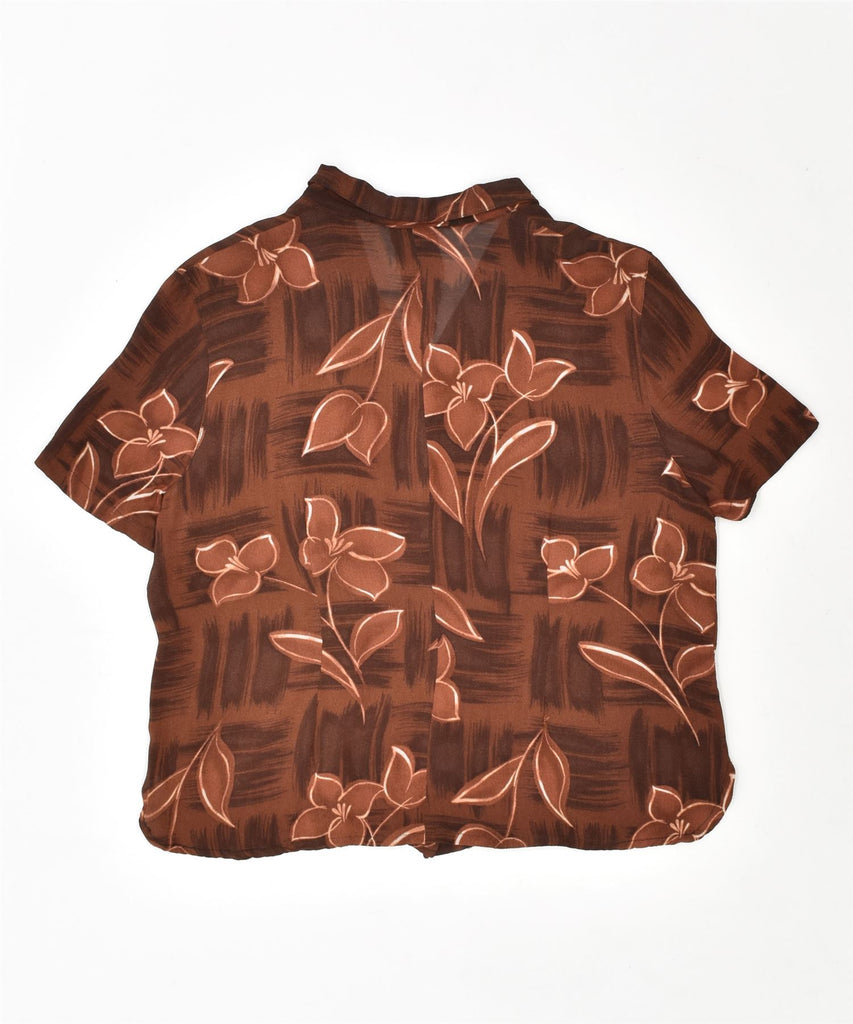 VINTAGE Womens Short Sleeve Shirt Blouse UK 18 XL Brown Floral Viscose | Vintage | Thrift | Second-Hand | Used Clothing | Messina Hembry 