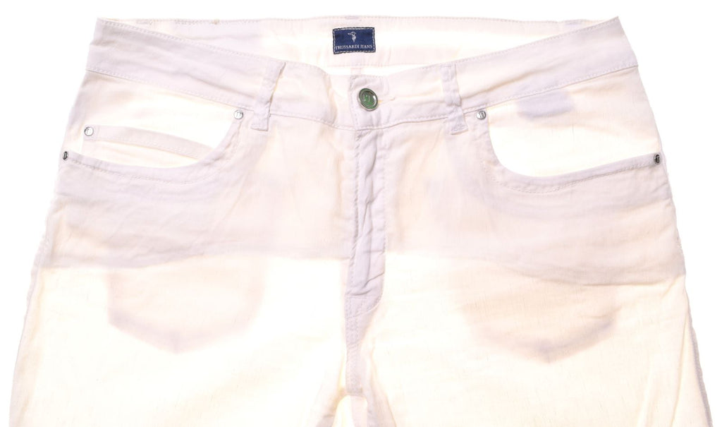TRUSSARDI Womens Capri Trousers W29 L25 White Cotton Slim | Vintage | Thrift | Second-Hand | Used Clothing | Messina Hembry 