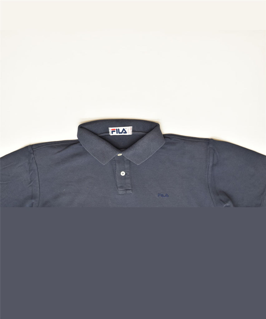 FILA Mens Polo Shirt IT 46 Small Navy Blue Cotton Classic | Vintage | Thrift | Second-Hand | Used Clothing | Messina Hembry 