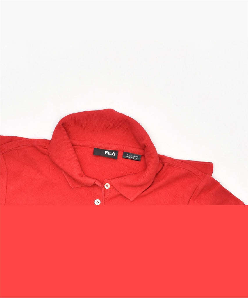 FILA Womens Polo Shirt UK 8 Small Red Cotton | Vintage | Thrift | Second-Hand | Used Clothing | Messina Hembry 