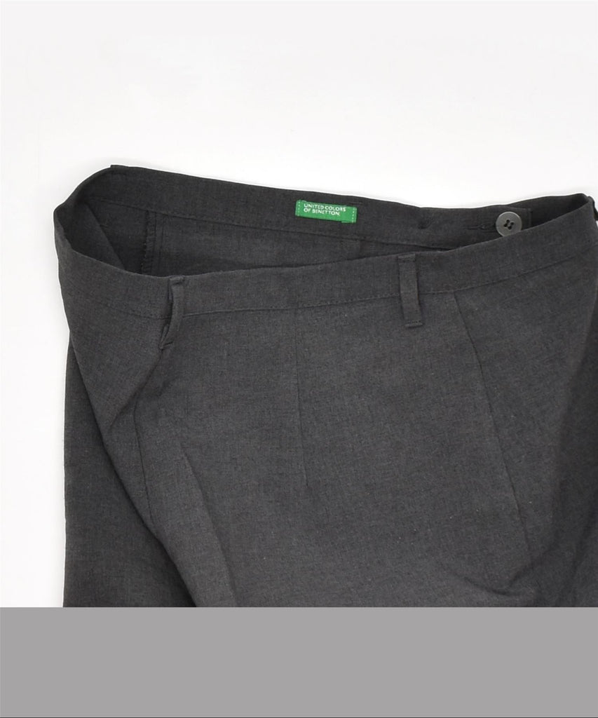 BENETTON Womens Straight Suit Trousers IT 42 Medium W28 L29 Grey Polyester | Vintage | Thrift | Second-Hand | Used Clothing | Messina Hembry 