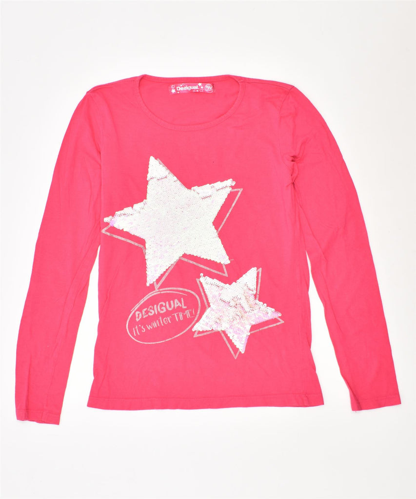 DESIGUAL Girls Top Long Sleeve 11-12 Years Pink | Vintage | Thrift | Second-Hand | Used Clothing | Messina Hembry 