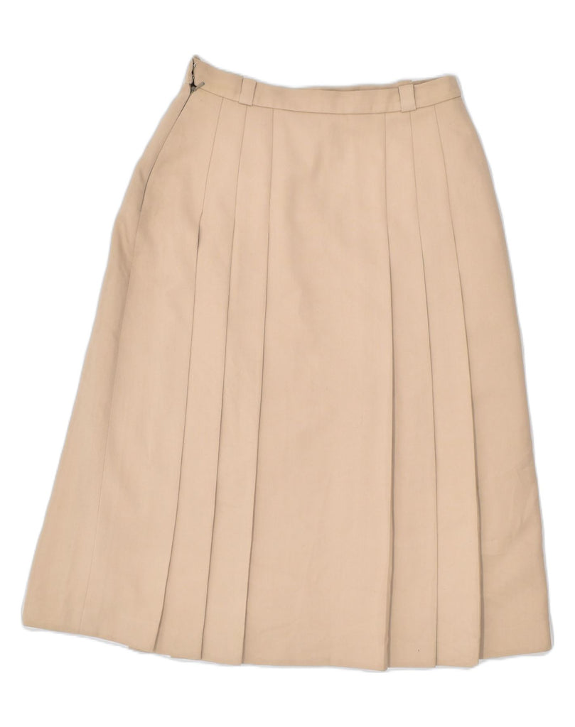 VINTAGE Womens Pleated Skirt IT 44 Medium W26 Khaki | Vintage | Thrift | Second-Hand | Used Clothing | Messina Hembry 