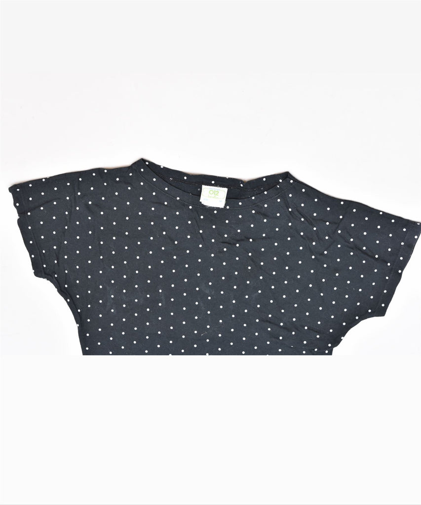 BENETTON Girls T-Shirt Top 7-8 Years Medium Navy Blue Polka Dot Cotton | Vintage | Thrift | Second-Hand | Used Clothing | Messina Hembry 