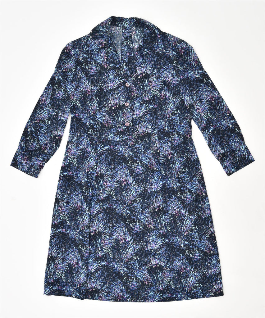 VINTAGE Womens Basic Dress UK 12 Medium Navy Blue Spotted | Vintage | Thrift | Second-Hand | Used Clothing | Messina Hembry 