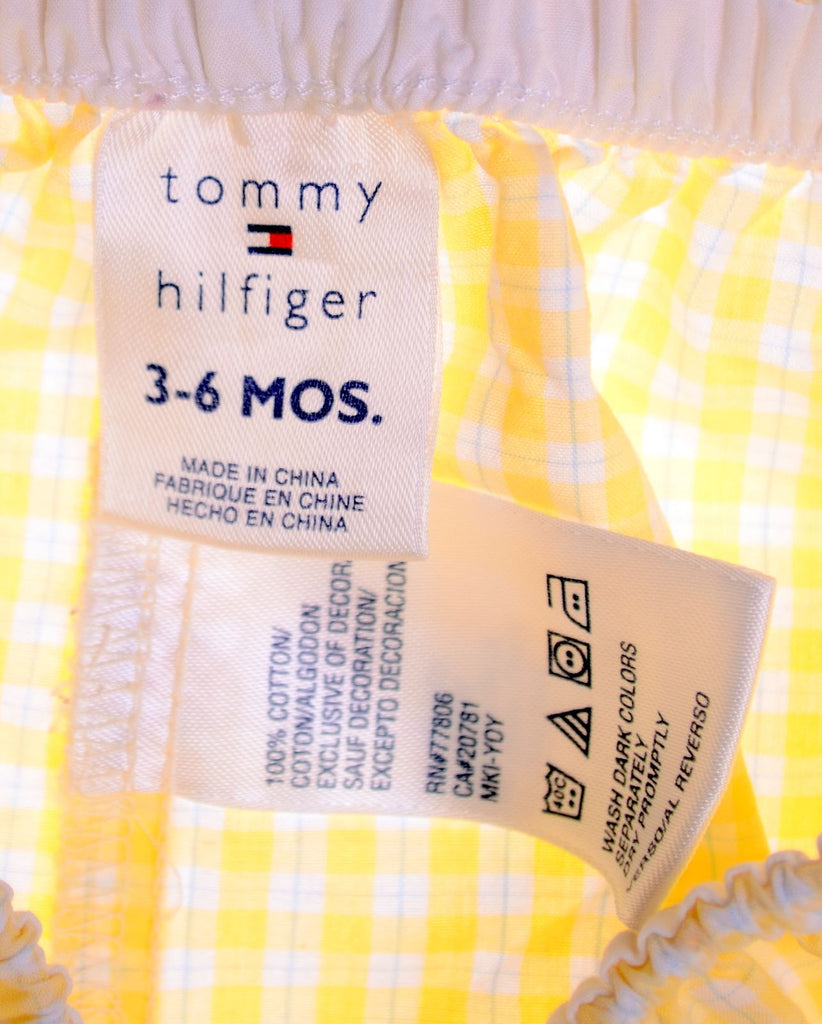 TOMMY HILFIGER Girls Swimming Pants 3-6 Months Yellow Check Cotton | Vintage | Thrift | Second-Hand | Used Clothing | Messina Hembry 