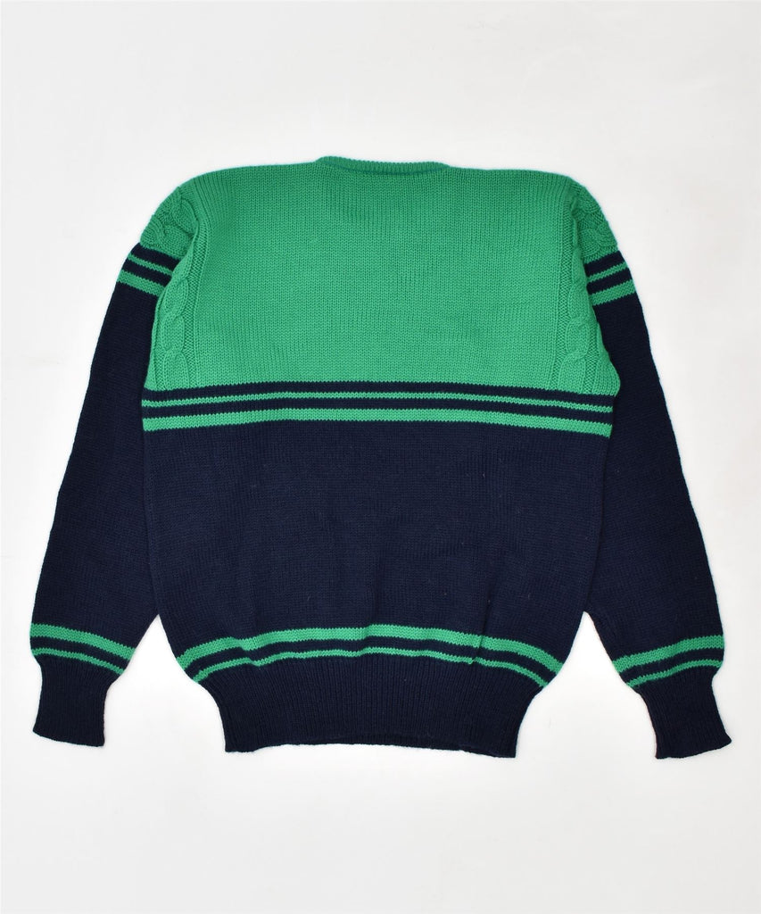 VINTAGE Womens Crew Neck Jumper Sweater UK 16 Large Green Colourblock | Vintage | Thrift | Second-Hand | Used Clothing | Messina Hembry 