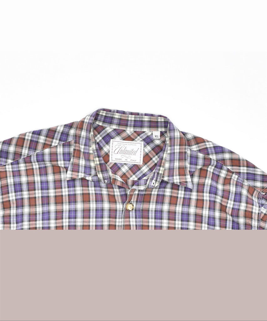 UNLIMITED Mens Shirt XL Purple Check Cotton Vintage | Vintage | Thrift | Second-Hand | Used Clothing | Messina Hembry 