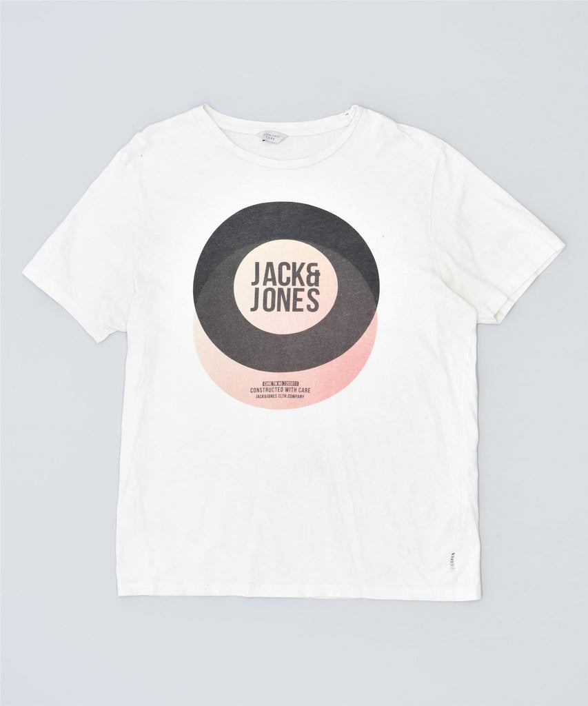 JACK & JONES Womens Graphic T-Shirt Top Medium White Cotton | Vintage | Thrift | Second-Hand | Used Clothing | Messina Hembry 