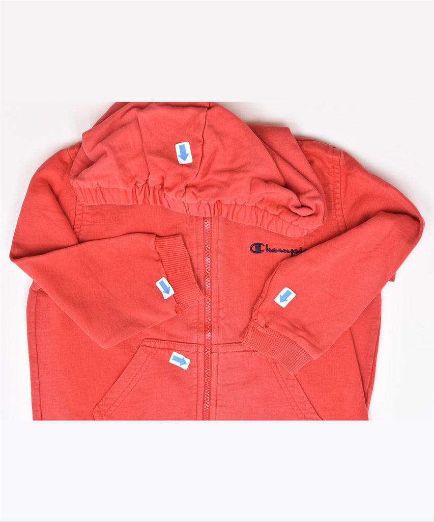 CHAMPION Girls Zip Hoodie Sweater 18-24 Months Red Cotton | Vintage | Thrift | Second-Hand | Used Clothing | Messina Hembry 