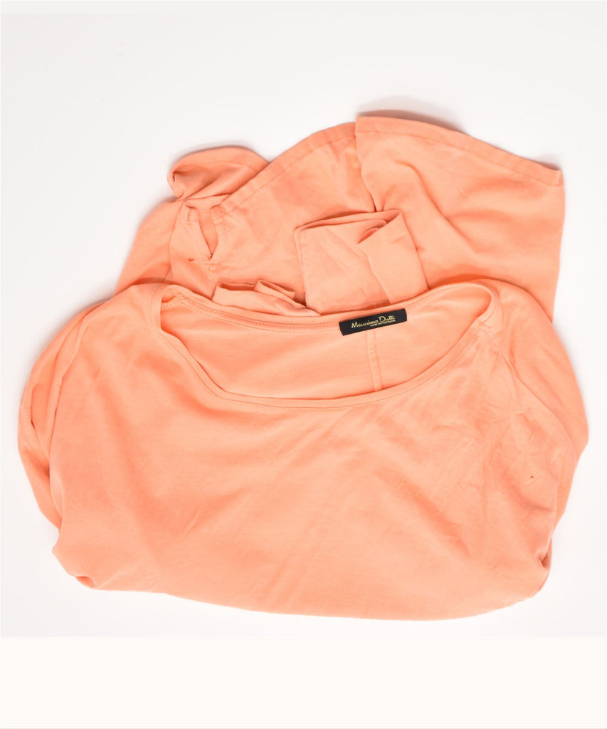 MASSIMO DUTTI Womens 3/4 Sleeve Top UK 14 Medium Orange Cotton | Vintage | Thrift | Second-Hand | Used Clothing | Messina Hembry 