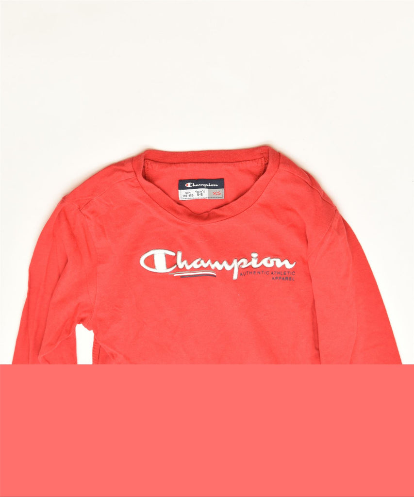 CHAMPION Boys Graphic Top Long Sleeve 5-6 Years XS Red | Vintage | Thrift | Second-Hand | Used Clothing | Messina Hembry 