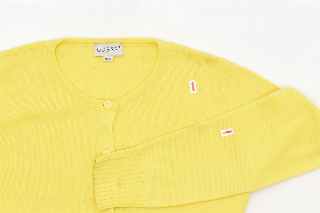 GUESS Womens Cardigan Sweater UK 12 Medium Yellow Cotton | Vintage | Thrift | Second-Hand | Used Clothing | Messina Hembry 