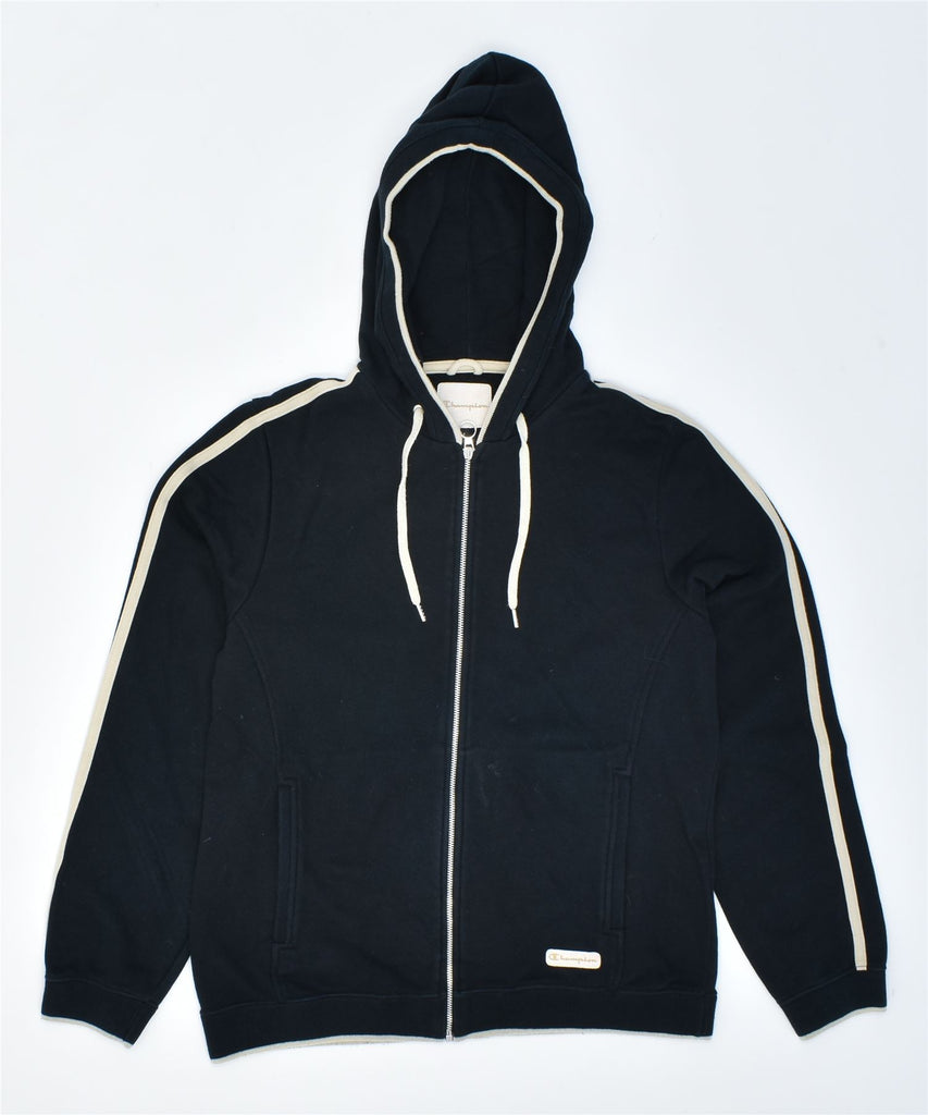 CHAMPION Womens Zip Hoodie Sweater UK 14 Medium Black Cotton | Vintage | Thrift | Second-Hand | Used Clothing | Messina Hembry 