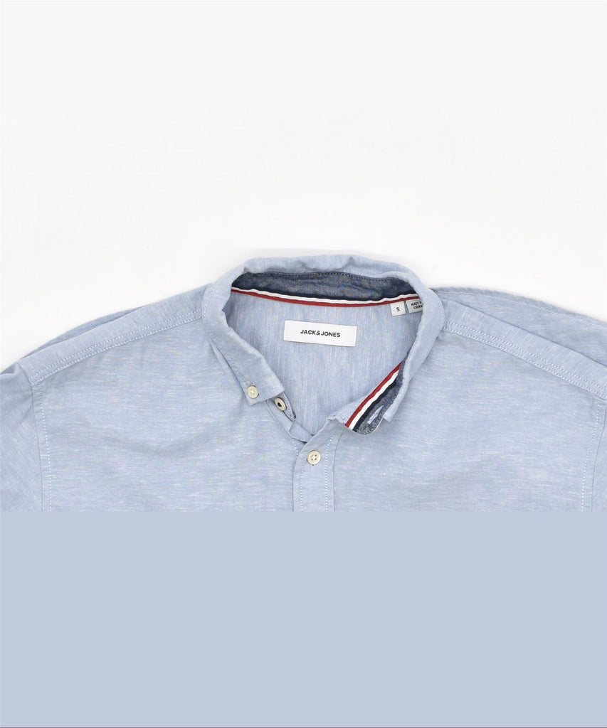 JACK & JONES Mens Short Sleeve Shirt Small Blue Cotton | Vintage | Thrift | Second-Hand | Used Clothing | Messina Hembry 