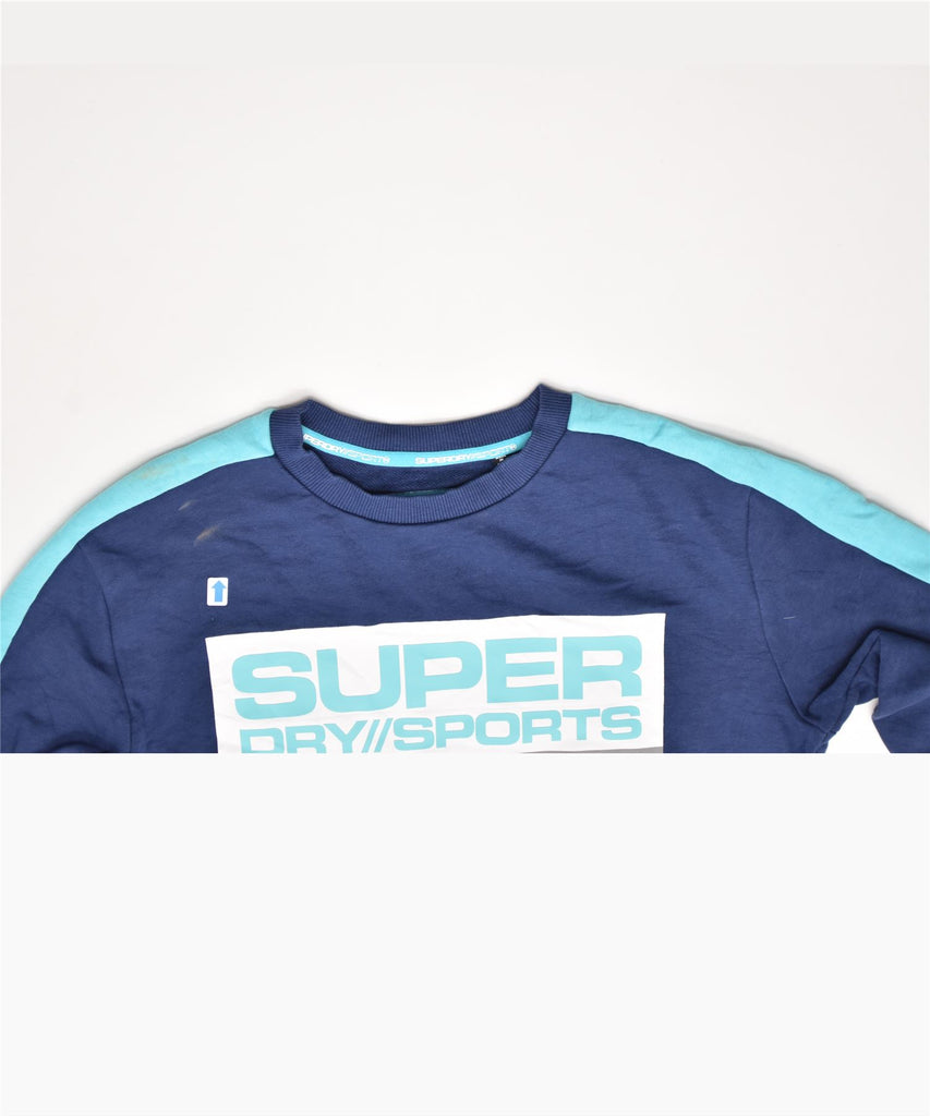 SUPERDRY Mens Graphic Sweatshirt Jumper Small Blue Cotton | Vintage | Thrift | Second-Hand | Used Clothing | Messina Hembry 