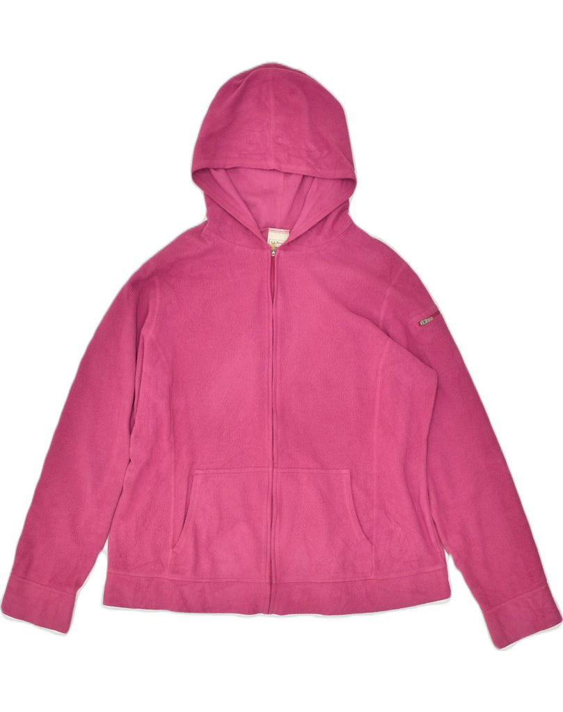 L.L.BEAN Womens Hooded Oversized Fleece Jacket UK 16 Large Pink Polyester | Vintage | Thrift | Second-Hand | Used Clothing | Messina Hembry 