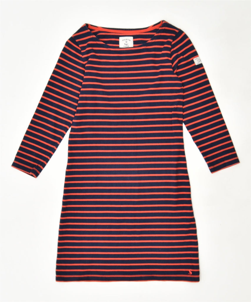 JOULES Womens Jersey Basic Dress UK 8 Small Navy Blue Striped Cotton | Vintage | Thrift | Second-Hand | Used Clothing | Messina Hembry 