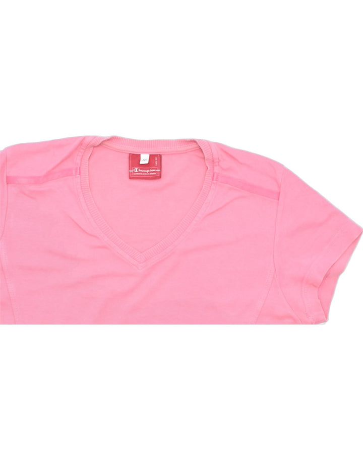CHAMPION Womens T-Shirt Top UK 12 Medium Pink Cotton | Vintage | Thrift | Second-Hand | Used Clothing | Messina Hembry 