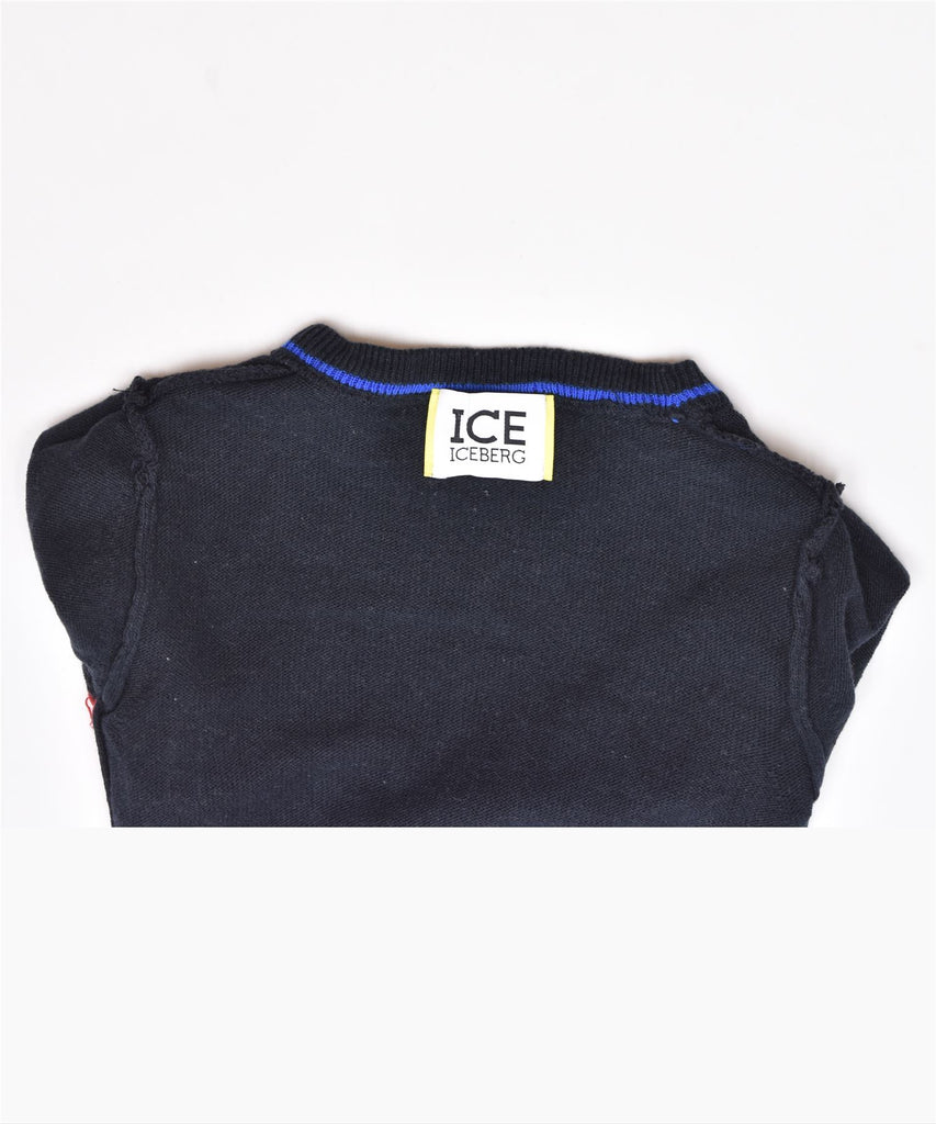 ICEBERG Boys Crew Neck Jumper Sweater 6-9 Months Navy Blue Acrylic | Vintage | Thrift | Second-Hand | Used Clothing | Messina Hembry 