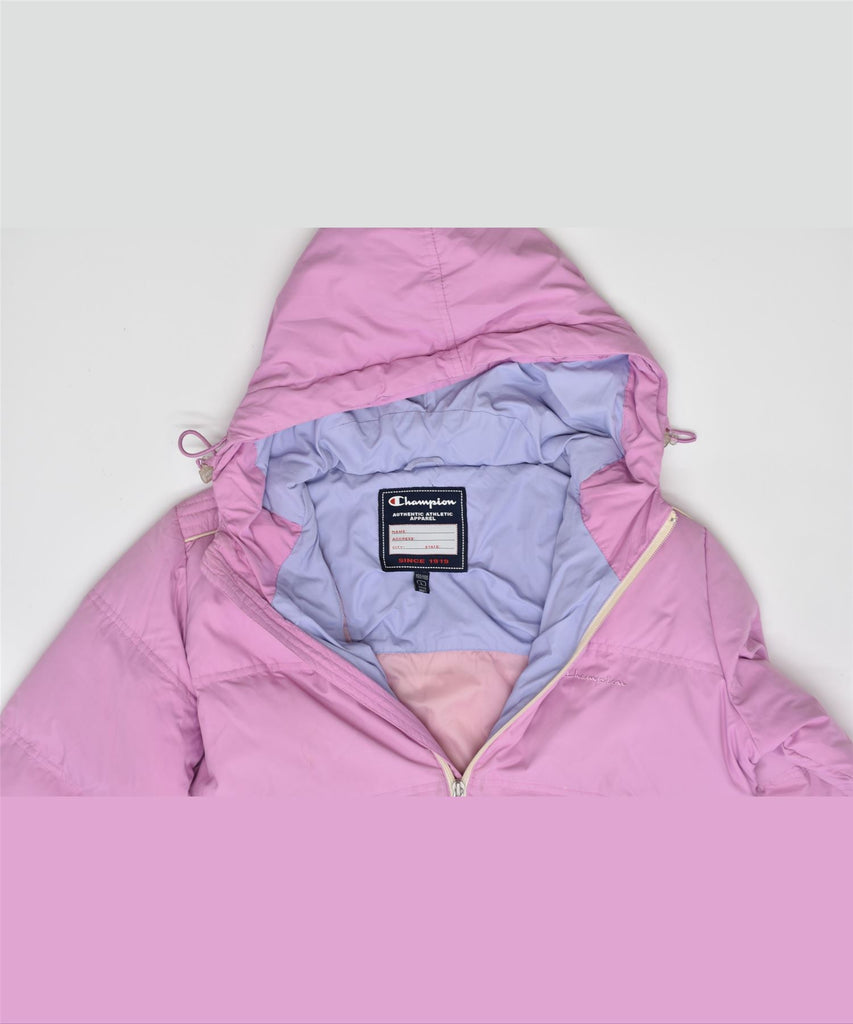 CHAMPION Girls Hooded Padded Jacket 11-12 Years Large Pink Polyester | Vintage | Thrift | Second-Hand | Used Clothing | Messina Hembry 