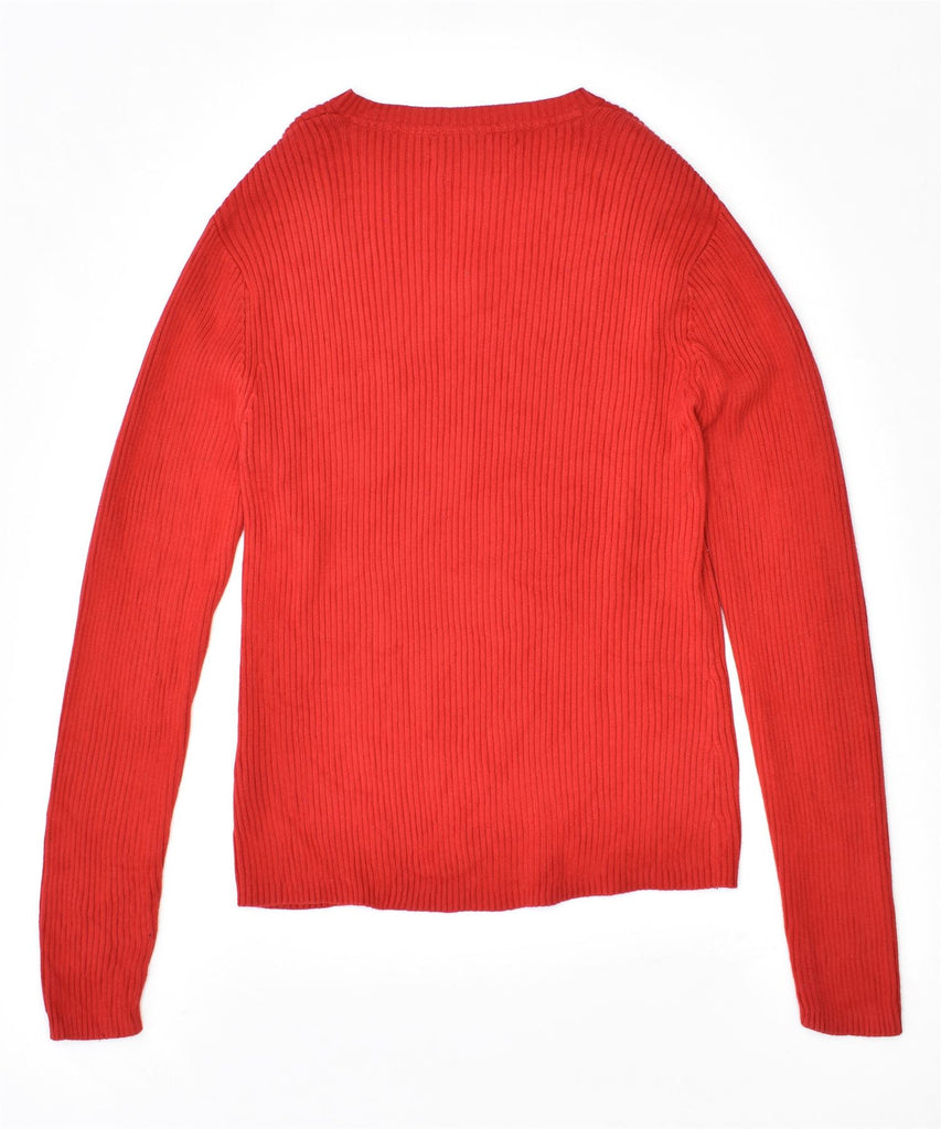 TOMMY HILFIGER Mens Slim Fit V-Neck Jumper Sweater Medium Red Cotton | Vintage | Thrift | Second-Hand | Used Clothing | Messina Hembry 