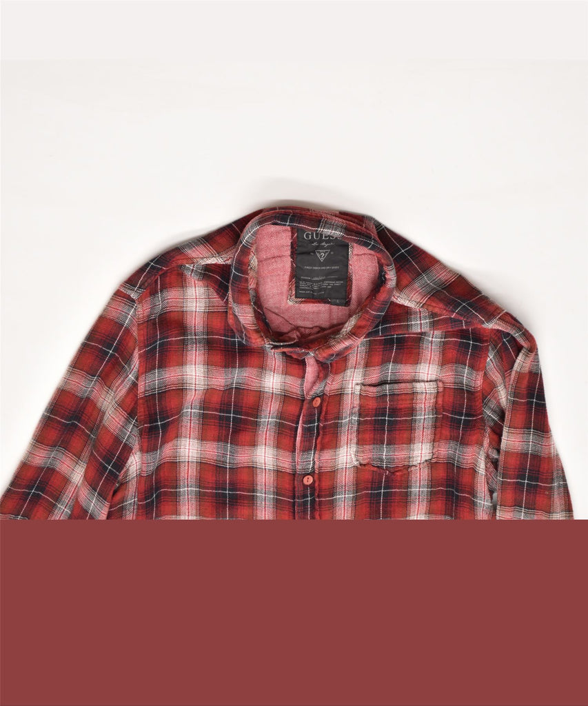 GUESS Mens Shirt Large Red Check Cotton | Vintage | Thrift | Second-Hand | Used Clothing | Messina Hembry 