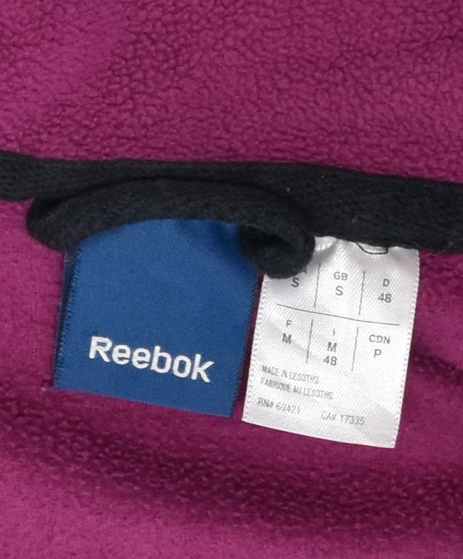 REEBOK Womens Zip Neck Fleece Jumper UK 8 Small Purple Polyester | Vintage | Thrift | Second-Hand | Used Clothing | Messina Hembry 