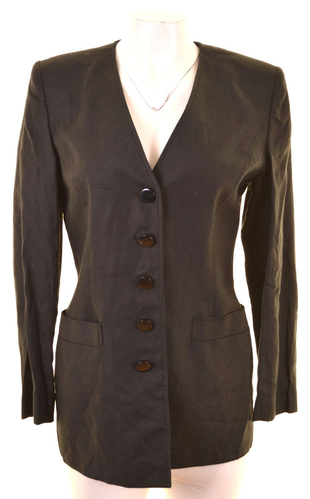 LUISA SPAGNOLI Womens 5 Button Blazer Jacket IT 42 Medium Black Wool - Second Hand & Vintage Designer Clothing - Messina Hembry