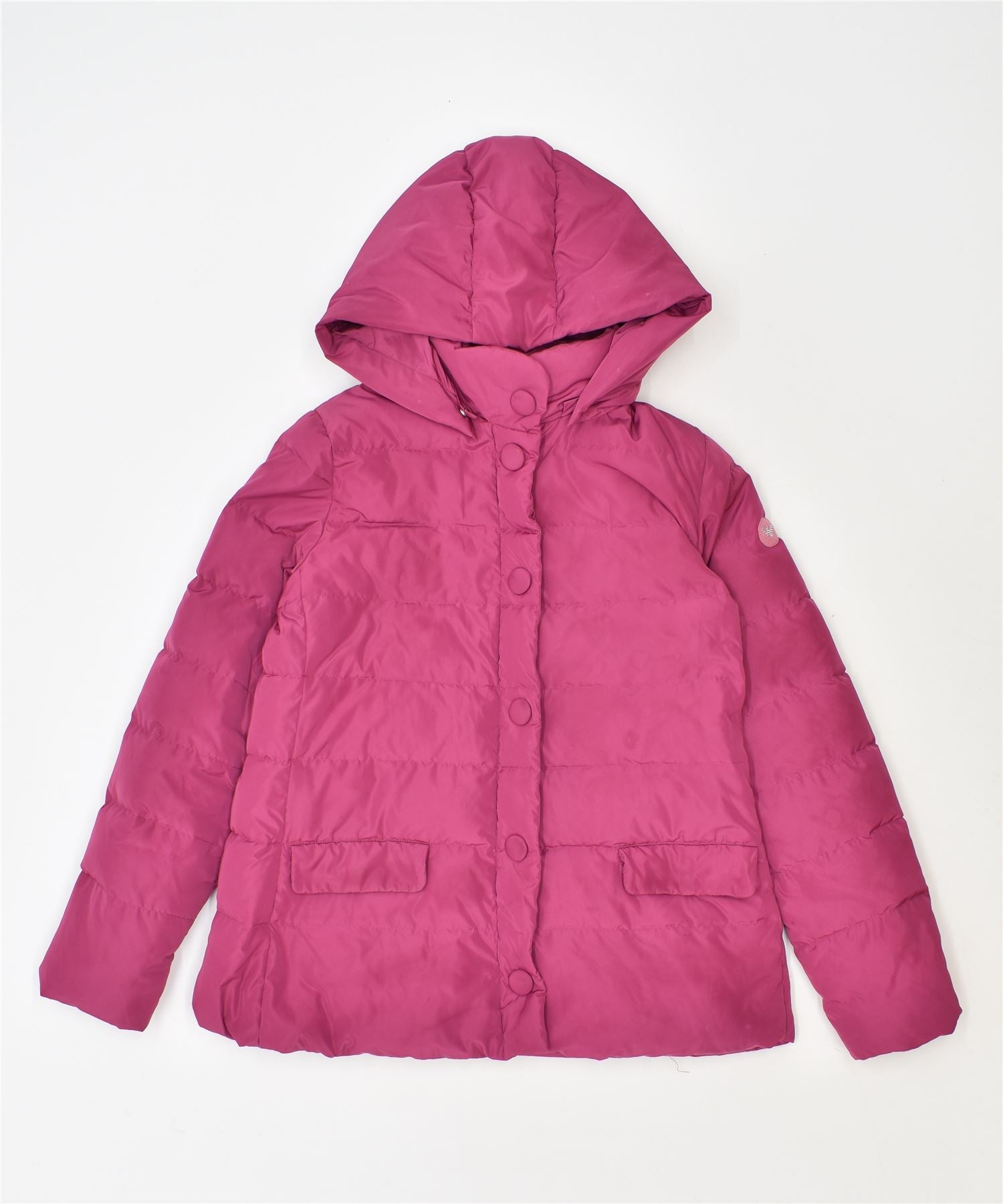 ARMANI JUNIOR Girls Hooded Padded Coat 15 16 Years Pink Polyester