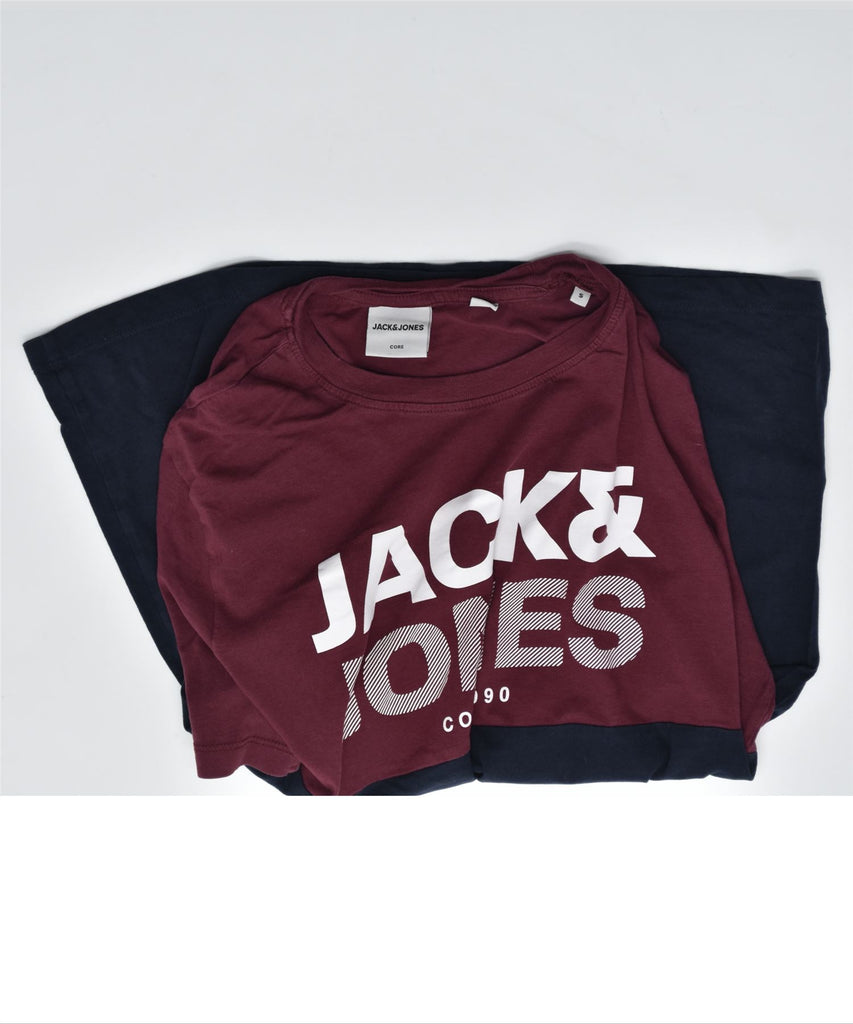 JACK & JONES Mens Graphic T-Shirt Top Small Burgundy Colourblock Cotton | Vintage | Thrift | Second-Hand | Used Clothing | Messina Hembry 